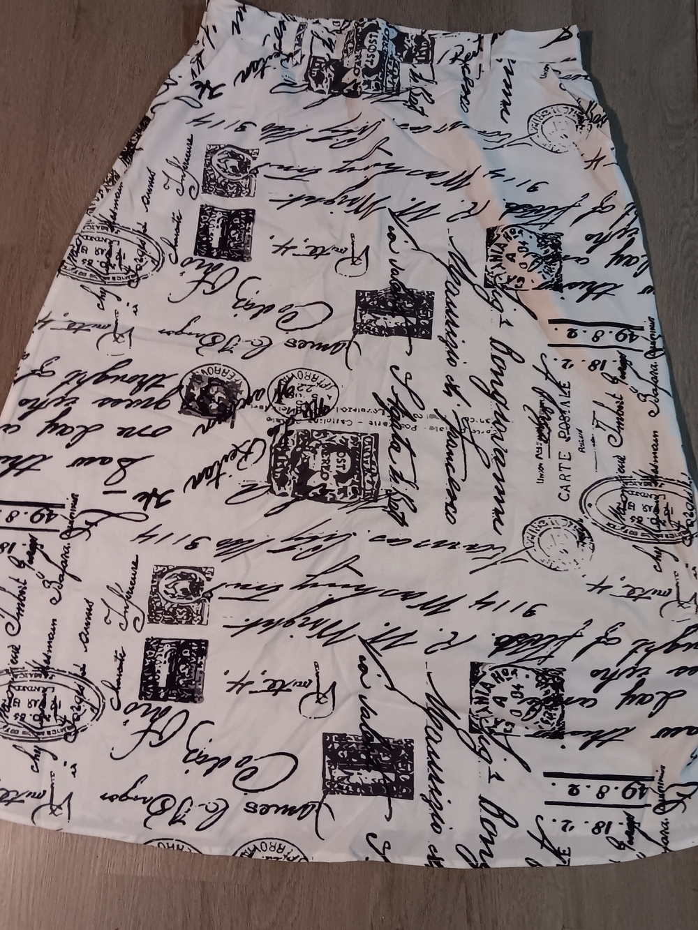 White Script Print A-Line Skirt